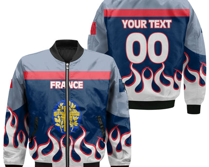 France Bomber Jacket Flag & Coat Of Arms Fire Hockey Style