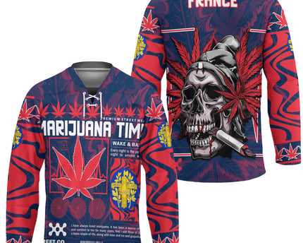 France Hockey Jersey Flag & Coat Of Arms Marijuanas Style