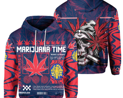 France Hoodie Flag & Coat Of Arms Marijuanas Style