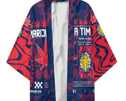 France Kimono Flag & Coat Of Arms Marijuanas Style