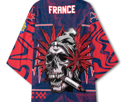 France Kimono Flag & Coat Of Arms Marijuanas Style