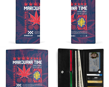 France Leather Wallet Flag & Coat Of Arms Marijuanas Style
