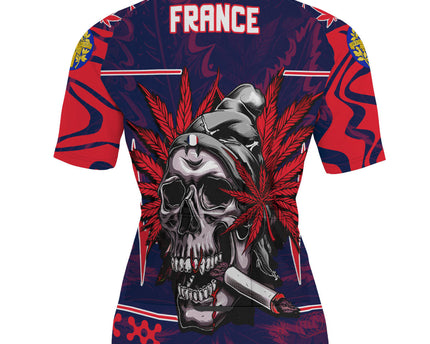 France Men's Cycling Jersey Flag & Coat Of Arms Marijuanas Style