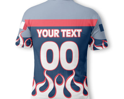 France Polo Shirt Flag & Coat Of Arms Fire Hockey Style