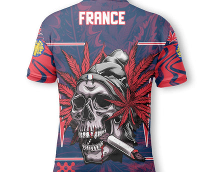 France Polo Shirt Flag & Coat Of Arms Marijuanas Style