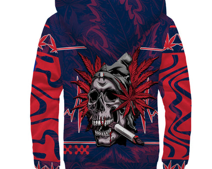 France Sherpa Hoodie Flag & Coat Of Arms Marijuanas Style