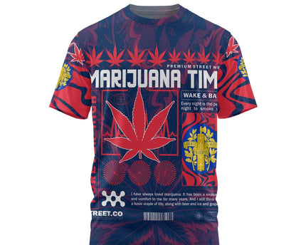 France T Shirt Flag & Coat Of Arms Marijuanas Style