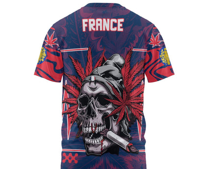 France T Shirt Flag & Coat Of Arms Marijuanas Style