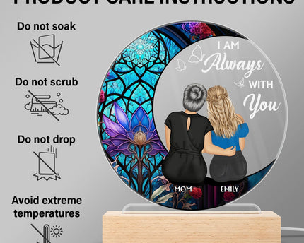 Always With You Mother Daughter - Memorial Gift - Personalized 3D Led Light Wooden Base