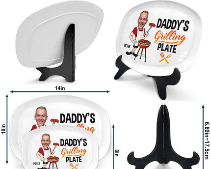 Father's Day Gifts, Custom Photo Daddy's Grilling Plate - Personalized Plate