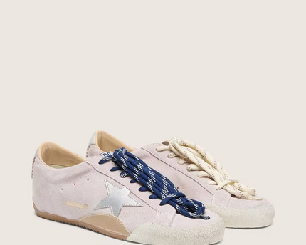 Men's Golden Goose Deluxe Brand Super-Star Pink Suede With Silver Star Sneakers