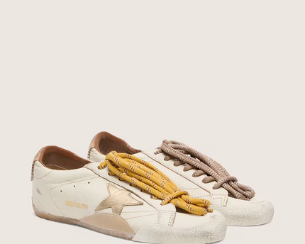 Men's Golden Goose Deluxe Brand Super-Star Gold Star And Beige Sneakers