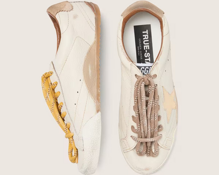 Men's Golden Goose Deluxe Brand Super-Star Gold Star And Beige Sneakers