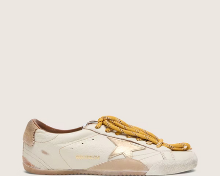Men's Golden Goose Deluxe Brand Super-Star Gold Star And Beige Sneakers