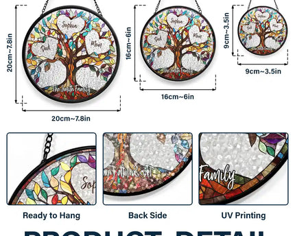Family Unbreakable Bond Tree Of Life - Personalized Stained Glass Window Hanging Suncatcher
