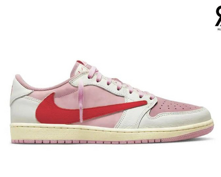 Men's Travis Scott x Air Jordan 1 Retro Low ‘ Shy Pink University Red' Shoes