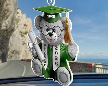 Graduation Bear 3D Effect - Personalized Acrylic Car Hanger