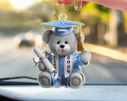 Graduation Bear 3D Effect - Personalized Acrylic Car Hanger