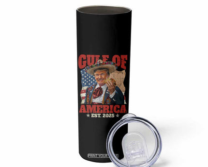 Gulf Of USA 2025 Skinny Tumbler USA American Flag Trump Gulf Mexico