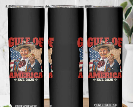 Gulf Of USA 2025 Skinny Tumbler USA American Flag Trump Gulf Mexico