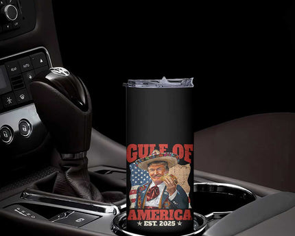 Gulf Of USA 2025 Skinny Tumbler USA American Flag Trump Gulf Mexico