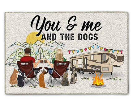 Home Is Where We Park It You And Me And The Dogs - Gift For Camping Lovers - Personalized Doormat