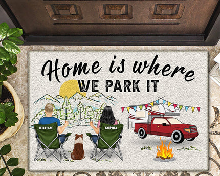 Home Is Where We Park It You And Me And The Dogs - Gift For Camping Lovers - Personalized Doormat