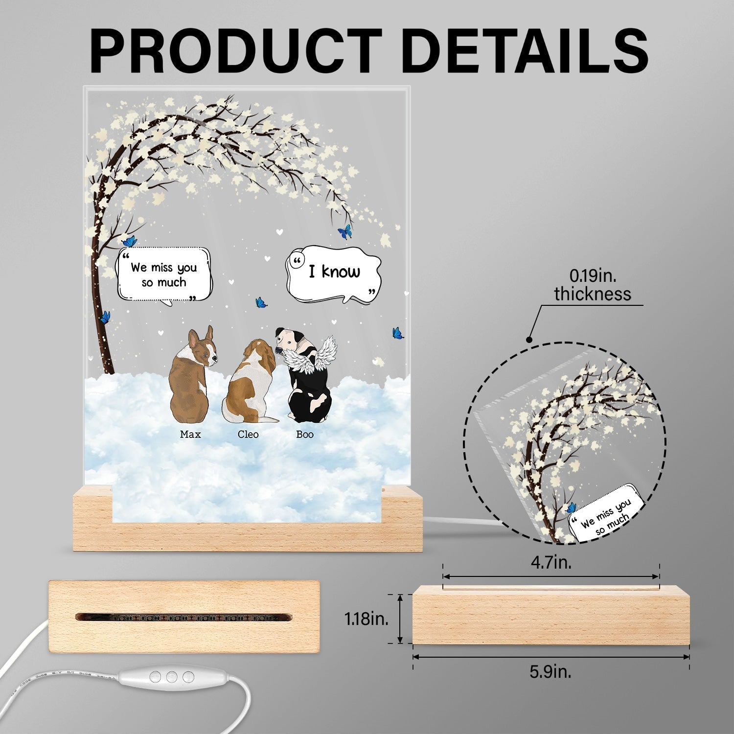 They Still Talk About You - Memorial Gift For Pet Lovers - Personalized 3D Led Light Wooden Base