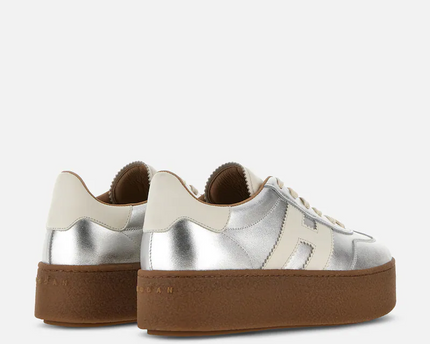 Men's Hogan Cool Suede Platform Silver Sneakers