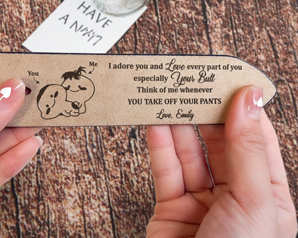 I Adore You And Love Every Part Of You Anniversary Gift - Personalized Engraved Leather Belt
