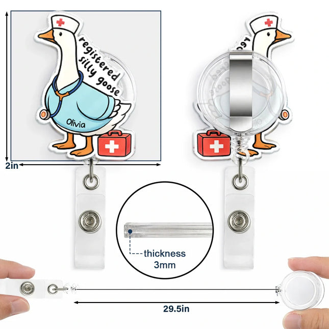 Registered Silly Goose Nurse - Personalized Badge Reel
