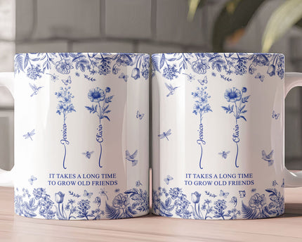 If Besties Were Flowers I'd Pick You - Toile De Jouy Birth Flowers - Personalized Mug