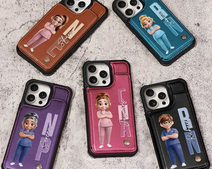 Job Title 3D Effect Nurse - Personalized Leather Flip Wallet Phone Case