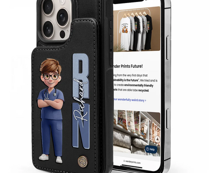 Job Title 3D Effect Nurse - Personalized Leather Flip Wallet Phone Case