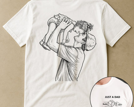 Just A Dad And His Girl Sketch Line Art Father's Day Gift For Dad, New Dad, Husband - Personalized Shirt