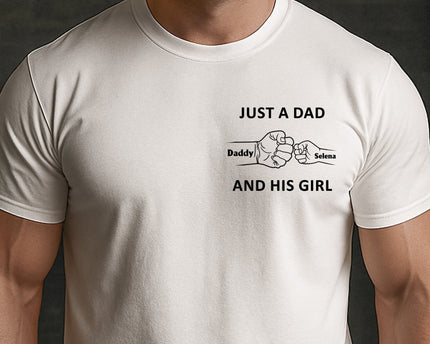 Just A Dad And His Girl Sketch Line Art Father's Day Gift For Dad, New Dad, Husband - Personalized Shirt