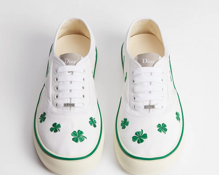 Men's Dior Saltwind Green Dior Clover Motif Sneakers