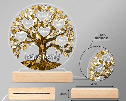 Loving Family Tree Unbreakable Bond - Personalized 3D Led Light Wooden Base