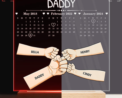 Calendar The Day You Became Our Daddy - Personalized 3D Led Light Wooden Base