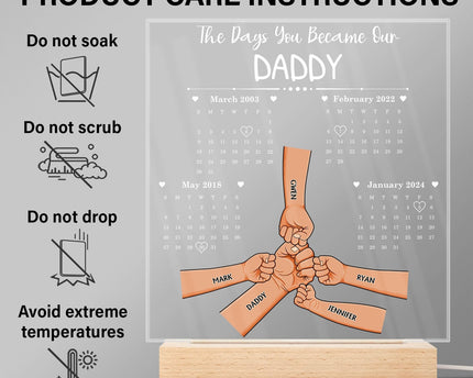 Calendar The Day You Became Our Daddy - Personalized 3D Led Light Wooden Base