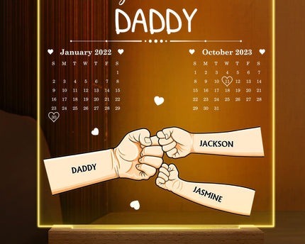 Calendar The Day You Became Our Daddy - Personalized 3D Led Light Wooden Base