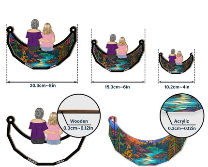 Grandma Mom And Children Sitting On The Moon - Personalized Window Hanging Suncatcher Ornament