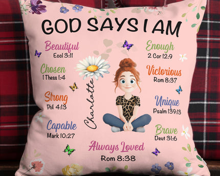 Kid Birth Flower God Says I Am - Personalized Pillow (Insert Included)