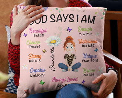 Kid Birth Flower God Says I Am - Personalized Pillow (Insert Included)