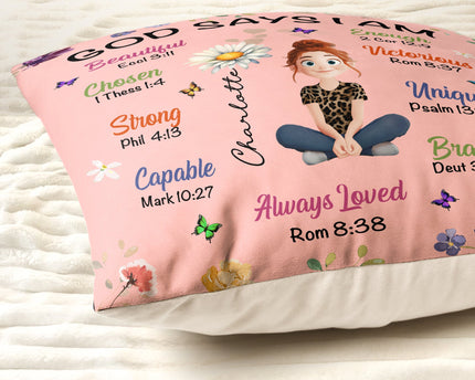 Kid Birth Flower God Says I Am - Personalized Pillow (Insert Included)