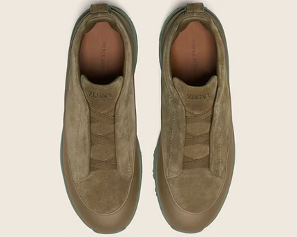 Men's Zegna Triple Stitch™ Monte Khaki Suede Sneakers
