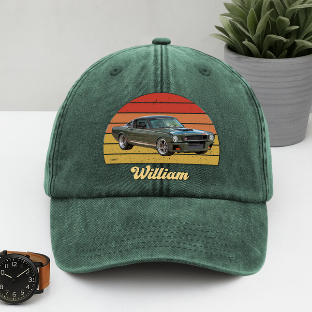 Custom Photo Vintage Retro Car Washed Denim Baseball Cap