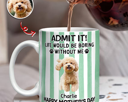 Custom Pet Photo Life Would Be Boring Without Me Dog Mug Mother's Day Gift