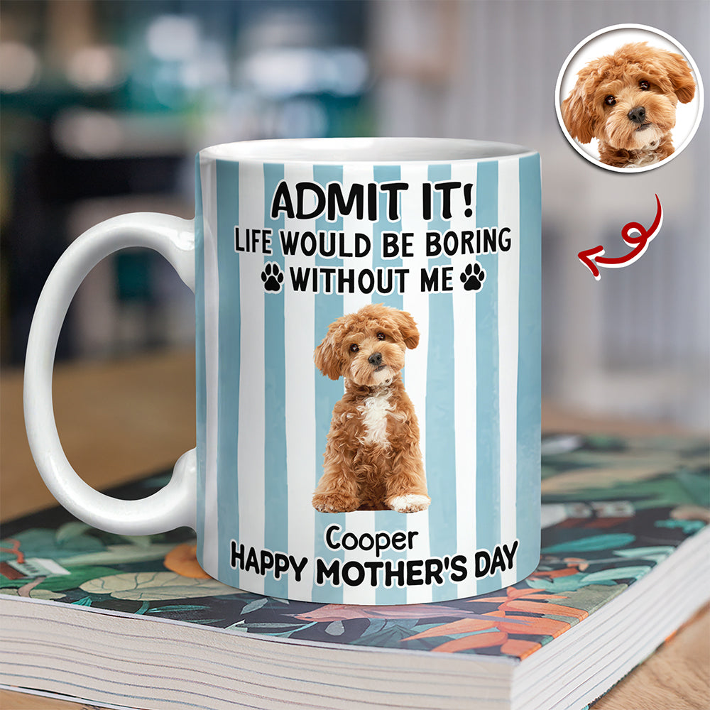 Custom Pet Photo Life Would Be Boring Without Me Dog Mug Mother's Day Gift