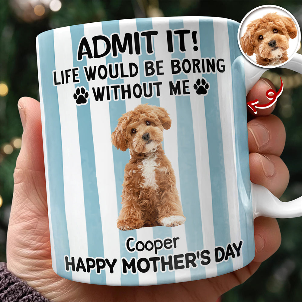 Custom Pet Photo Life Would Be Boring Without Me Dog Mug Mother's Day Gift